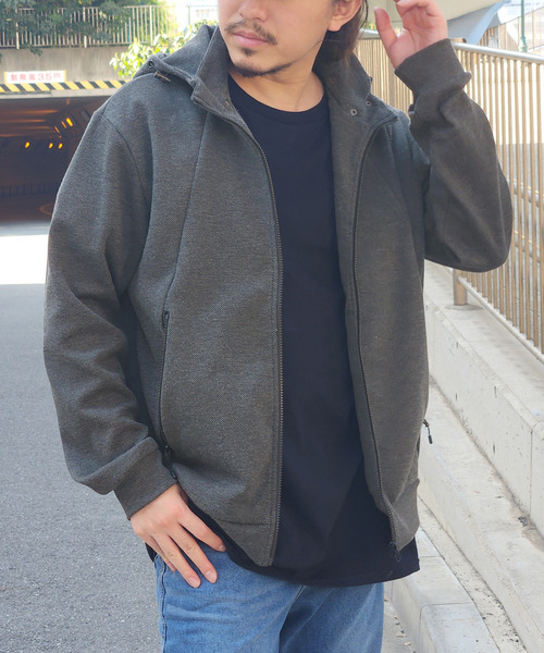 ikka(イッカ)の「【セットアップ対応】ダブルフェイスカノコ2wayジップパーカ(パーカー・メンズ・ブラック/スモークグレー・M/L/XL/S)」の5枚目の写真