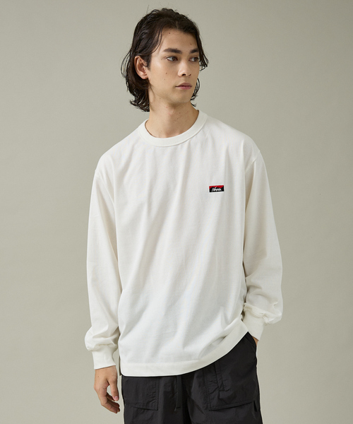 NANGA（ナンガ）の「【NANGA /ナンガ]】ECO HYBRID BOX EMBROIDERY L/STEE/ ボックスロゴ刺繍ロングTシャツ/ロゴ/長袖/ユニセックス【WEB限定】（Tシャツ/カットソー・メンズ・グレー/ホワイト/ブラック・L/M）」の6枚目の写真
