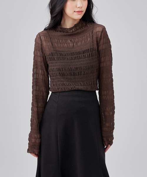 Lace Ladies（レースレディース）の「メッシュ シャーリング 長袖 ハイネック トップス（その他トップス・レディース・ホワイト/ブラック/アイボリー/パープル/ブラウン・FREE）」の16枚目の写真