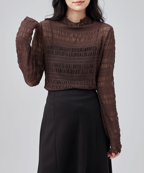 Lace Ladies（レースレディース）の「メッシュ シャーリング 長袖 ハイネック トップス（その他トップス・レディース・ホワイト/ブラック/アイボリー/パープル/ブラウン・FREE）」の17枚目の写真