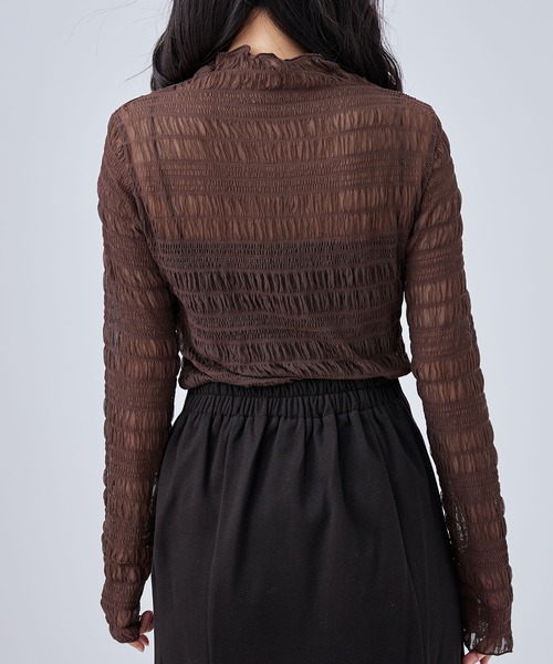 Lace Ladies（レースレディース）の「メッシュ シャーリング 長袖 ハイネック トップス（その他トップス・レディース・ホワイト/ブラック/アイボリー/パープル/ブラウン・FREE）」の18枚目の写真