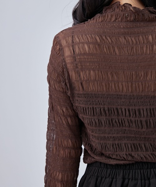 Lace Ladies（レースレディース）の「メッシュ シャーリング 長袖 ハイネック トップス（その他トップス・レディース・ホワイト/ブラック/アイボリー/パープル/ブラウン・FREE）」の9枚目の写真