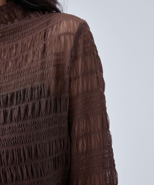 Lace Ladies（レースレディース）の「メッシュ シャーリング 長袖 ハイネック トップス（その他トップス・レディース・ホワイト/ブラック/アイボリー/パープル/ブラウン・FREE）」の10枚目の写真