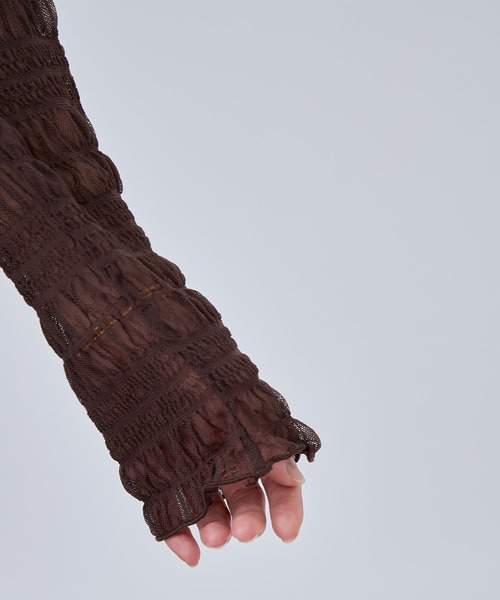 Lace Ladies（レースレディース）の「メッシュ シャーリング 長袖 ハイネック トップス（その他トップス・レディース・ホワイト/ブラック/アイボリー/パープル/ブラウン・FREE）」の11枚目の写真