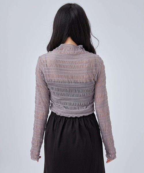 Lace Ladies（レースレディース）の「メッシュ シャーリング 長袖 ハイネック トップス（その他トップス・レディース・ホワイト/ブラック/アイボリー/パープル/ブラウン・FREE）」の13枚目の写真