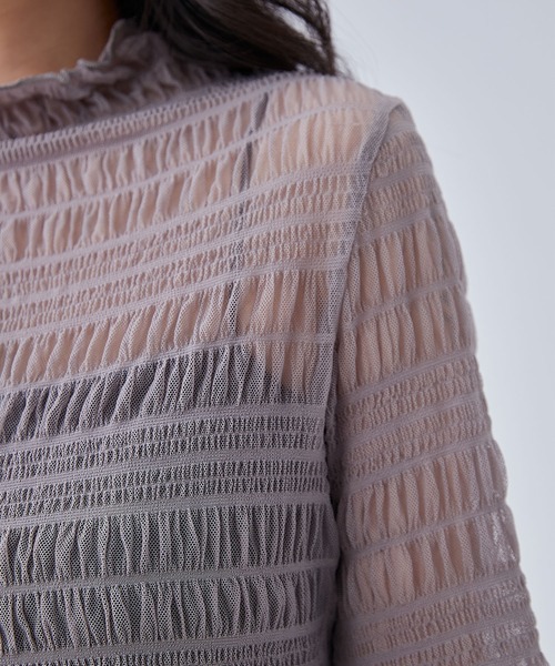 Lace Ladies（レースレディース）の「メッシュ シャーリング 長袖 ハイネック トップス（その他トップス・レディース・ホワイト/ブラック/アイボリー/パープル/ブラウン・FREE）」の14枚目の写真