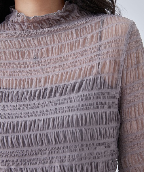Lace Ladies（レースレディース）の「メッシュ シャーリング 長袖 ハイネック トップス（その他トップス・レディース・ホワイト/ブラック/アイボリー/パープル/ブラウン・FREE）」の6枚目の写真