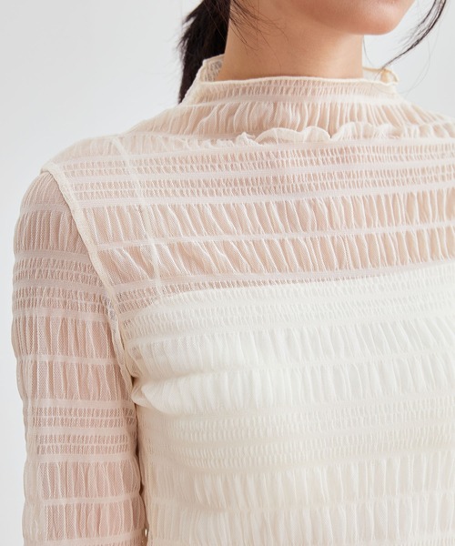 Lace Ladies（レースレディース）の「メッシュ シャーリング 長袖 ハイネック トップス（その他トップス・レディース・ホワイト/ブラック/アイボリー/パープル/ブラウン・FREE）」の21枚目の写真