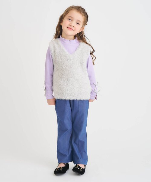 apres les cours（アプレレクール）の「【WEB限定】袖リボンリブTシャツ（Tシャツ/カットソー・キッズ・ドット/ラベンダー/エメラルド/ブラック/グレー・110/100/90/80/140/130/120）」の13枚目の写真