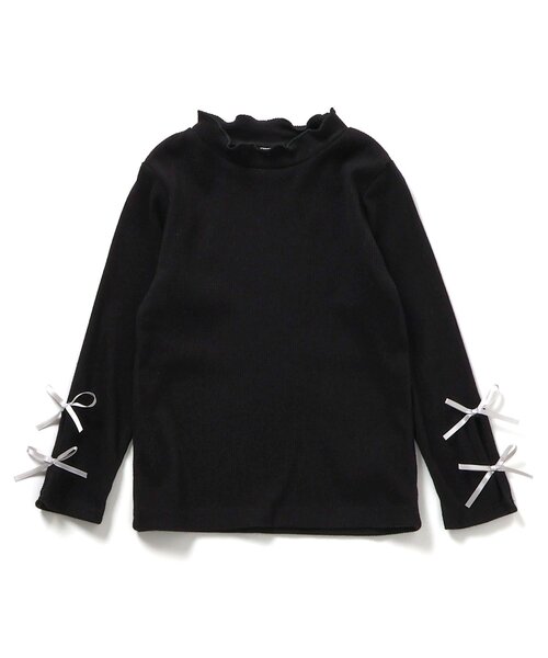 apres les cours（アプレレクール）の「【WEB限定】袖リボンリブTシャツ（Tシャツ/カットソー・キッズ・ドット/ラベンダー/エメラルド/ブラック/グレー・110/100/90/80/140/130/120）」の8枚目の写真