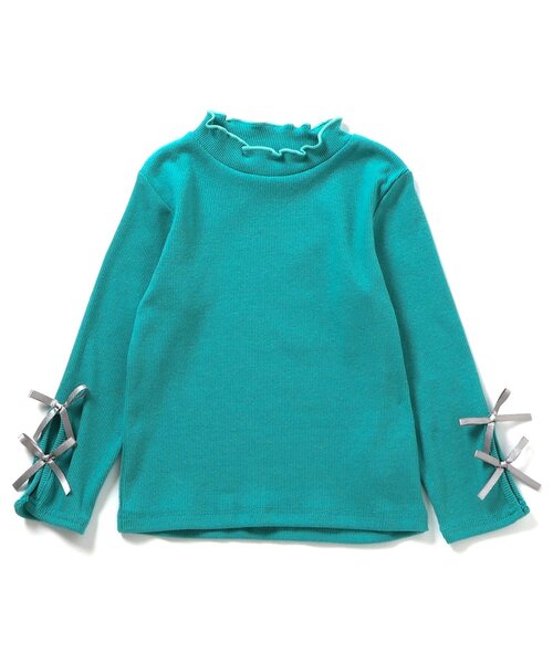 apres les cours（アプレレクール）の「【WEB限定】袖リボンリブTシャツ（Tシャツ/カットソー・キッズ・ドット/ラベンダー/エメラルド/ブラック/グレー・110/100/90/80/140/130/120）」の10枚目の写真