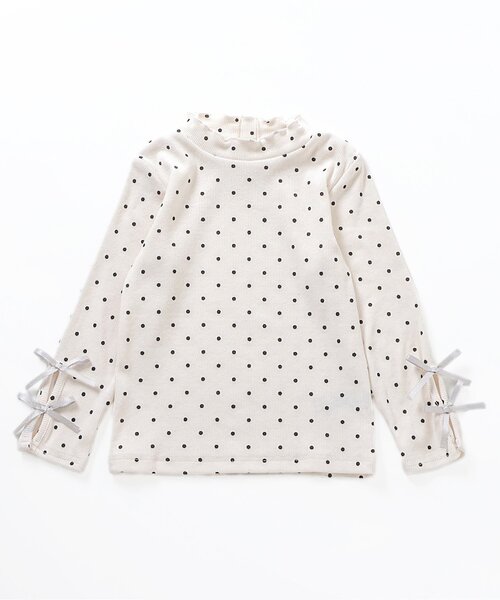 apres les cours（アプレレクール）の「【WEB限定】袖リボンリブTシャツ（Tシャツ/カットソー・キッズ・ドット/ラベンダー/エメラルド/ブラック/グレー・110/100/90/80/140/130/120）」の18枚目の写真