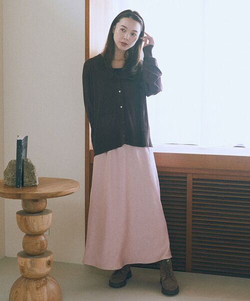 earth music&ecology（アースミュージックアンドエコロジー）の「ストレッチサテンスカート（スカート・レディース・ピンク/ブラウン/ブラック・FREE）」の16枚目の写真