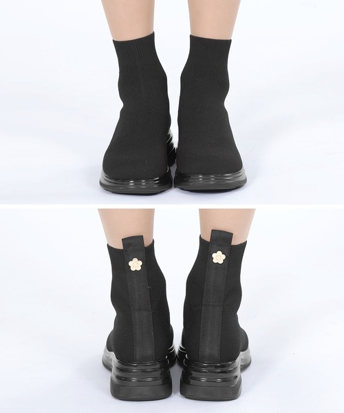 メタルデイジーニット ブーツ（ブラック） MARY QUANT ONLINE SHOP｜マリークヮントオンラインショップ