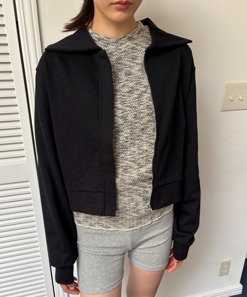 FUULLY STUDIO(フーリィーステューディオ)の「スウェットZIPブルゾン(スウェット・レディース・ブラウン/オートミール/ブラック・FREE)」の4枚目の写真