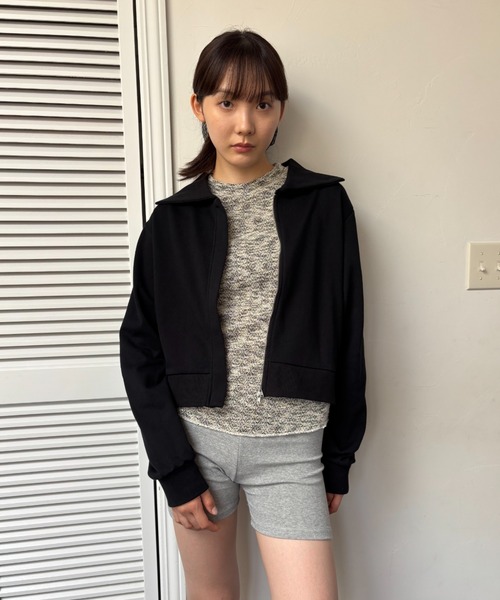 FUULLY STUDIO(フーリィーステューディオ)の「スウェットZIPブルゾン(スウェット・レディース・ブラウン/オートミール/ブラック・FREE)」の6枚目の写真