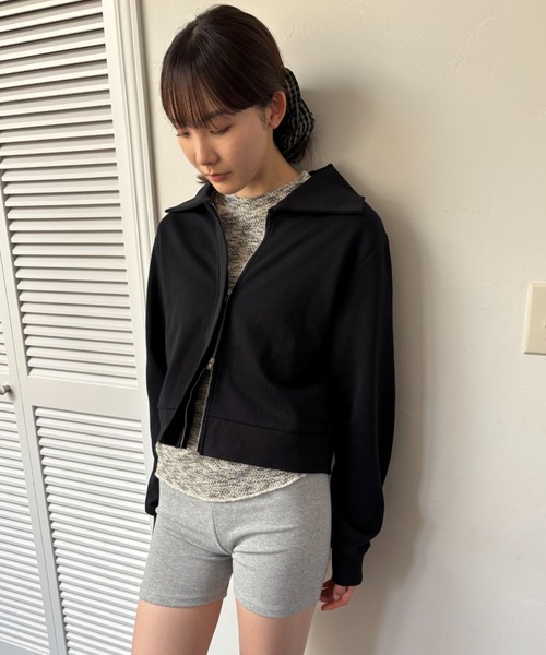 FUULLY STUDIO(フーリィーステューディオ)の「スウェットZIPブルゾン(スウェット・レディース・ブラウン/オートミール/ブラック・FREE)」の12枚目の写真