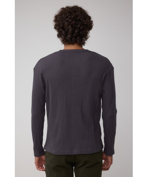 AZUL by moussy(アズールバイマウジー)の「ランダムリブヘンリーネックTシャツ(Tシャツ/カットソー・メンズ・ダークカーキ/ダークグレー/アイボリー・MEDIUM/LARGE)」の5枚目の写真