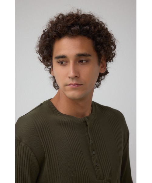 AZUL by moussy(アズールバイマウジー)の「ランダムリブヘンリーネックTシャツ(Tシャツ/カットソー・メンズ・ダークカーキ/ダークグレー/アイボリー・MEDIUM/LARGE)」の10枚目の写真