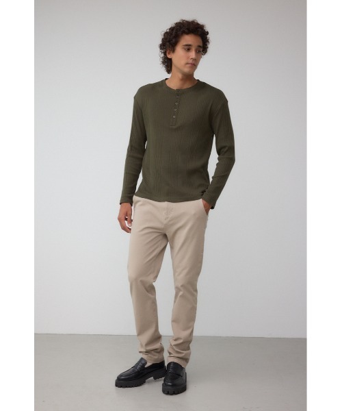 AZUL by moussy(アズールバイマウジー)の「ランダムリブヘンリーネックTシャツ(Tシャツ/カットソー・メンズ・ダークカーキ/ダークグレー/アイボリー・MEDIUM/LARGE)」の12枚目の写真