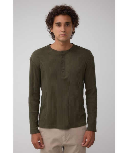 AZUL by moussy(アズールバイマウジー)の「ランダムリブヘンリーネックTシャツ(Tシャツ/カットソー・メンズ・ダークカーキ/ダークグレー/アイボリー・MEDIUM/LARGE)」の13枚目の写真