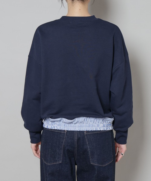 NANO universe（ナノユニバース）の「ブロード切替クルーネック裏毛トップス（Tシャツ/カットソー・レディース・グレー/ネイビー/チャコール・FREE）」の14枚目の写真