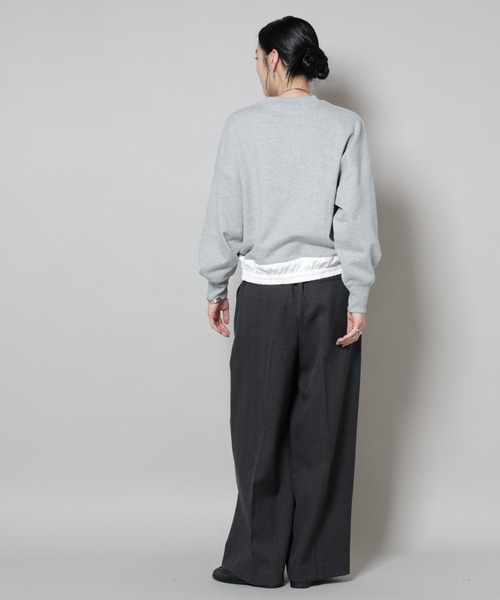 NANO universe（ナノユニバース）の「ブロード切替クルーネック裏毛トップス（Tシャツ/カットソー・レディース・グレー/ネイビー/チャコール・FREE）」の19枚目の写真