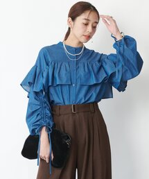 un dix cors | 《主役級アイテム◎》シャーリングデニムブラウス(シャツ/ブラウス)