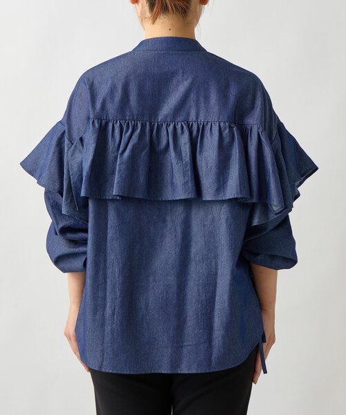 un dix cors（アンディコール）の「《主役級アイテム◎》シャーリングデニムブラウス（シャツ/ブラウス・レディース・サックスブルー/インディゴブルー・FREE）」の12枚目の写真