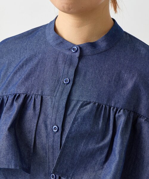 un dix cors（アンディコール）の「《主役級アイテム◎》シャーリングデニムブラウス（シャツ/ブラウス・レディース・サックスブルー/インディゴブルー・FREE）」の13枚目の写真