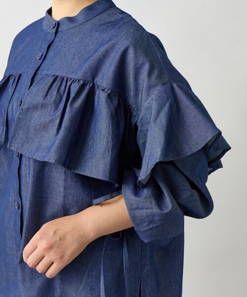 un dix cors（アンディコール）の「《主役級アイテム◎》シャーリングデニムブラウス（シャツ/ブラウス・レディース・サックスブルー/インディゴブルー・FREE）」の14枚目の写真
