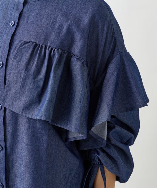 un dix cors（アンディコール）の「《主役級アイテム◎》シャーリングデニムブラウス（シャツ/ブラウス・レディース・サックスブルー/インディゴブルー・FREE）」の17枚目の写真