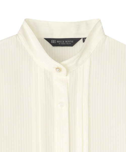 TOKYO SHIRTS（トウキョウシャツ）の「COFREX  ピンタック ビジューボタン ブラウス 長袖 レディースデザインシャツ（シャツ/ブラウス・レディース・ホワイト・LL/S/M/L/XL）」の5枚目の写真