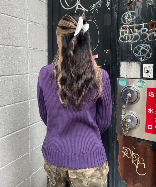 Oriens JOURNAL STANDARD（オリエンス ジャーナルスタンダード）の「フロントジップリブニット（ニット/セーター・レディース・ブラック/パープル/イエロー・FREE）」の16枚目の写真