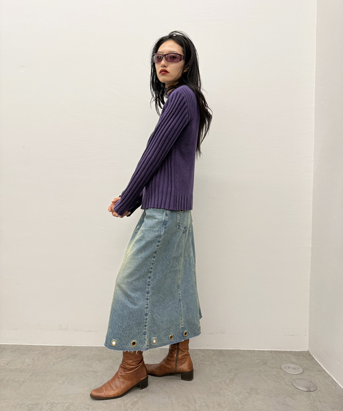 Oriens JOURNAL STANDARD（オリエンス ジャーナルスタンダード）の「フロントジップリブニット（ニット/セーター・レディース・ブラック/パープル/イエロー・FREE）」の20枚目の写真