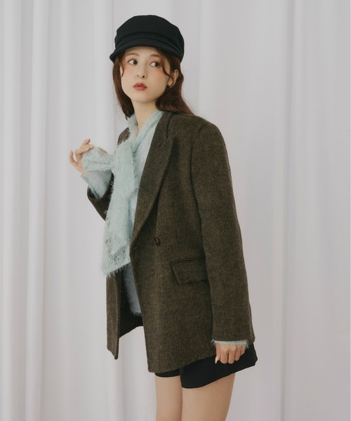 Olu.（オルドット）の「ブリティッシュヘリンボーンテーラードジャケット（テーラードジャケット・レディース・グレー/ブラウン・FREE）」の6枚目の写真