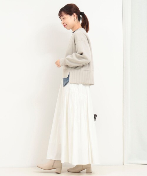 MICO COULIER（ミコクリエ）の「《セットアップ対応》軽量ボンディングドロップスリーブプルオーバーカットソー（Tシャツ/カットソー・レディース・ブラウン/ブラック/グレイッシュベージュ・38）」の5枚目の写真