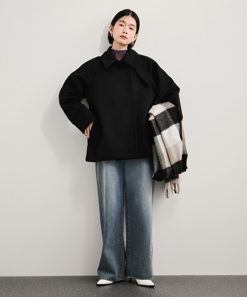 le cercle ADAM ET ROPE'(ルセルクルアダムエロペ)の「2WAYスタンドカラーミドル丈コート(その他アウター・レディース・モスグリーン/ベージュ/ブラック・FREE)」の9枚目の写真