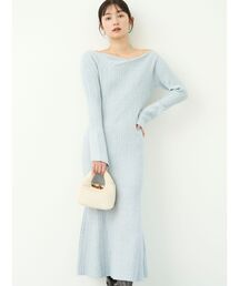 LAGUNAMOON | アシンメトリーネックフレアニットワンピース(ワンピース)