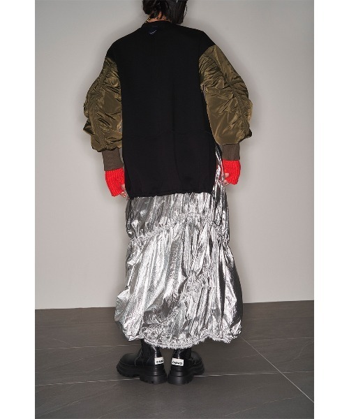 OMMO スパイラルシャーリングスカート ブラック 38 OMMO（オーエムエムオー）の「SPIRAL SHIRRING SK（スカート）」 - WEAR
