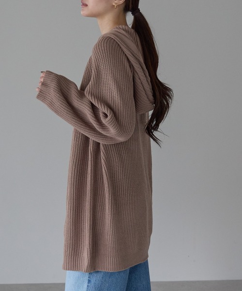 PREFERIR（プレフェリール）の「フーディー長袖 ロングニット（ニット/セーター・レディース・モカ/ネイビー/カーキ・LARGE/MEDIUM）」の20枚目の写真