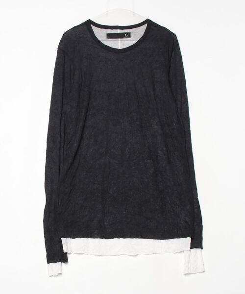 ROYAL FLASH(ロイヤルフラッシュ)の「A.F ARTEFACT/エーエフ・アーティファクト/Layered Long Top(Tシャツ/カットソー・メンズ・アイボリー/ブラック・1/2/3)」の1枚目の写真