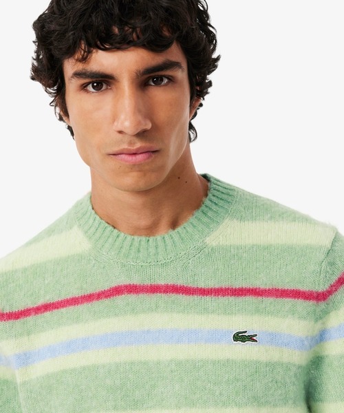 LACOSTE（ラコステ）の「アルパカブレンドボーダーニットセーター（ニット/セーター・メンズ・セージグリーン・2/3/5/4）」の2枚目の写真