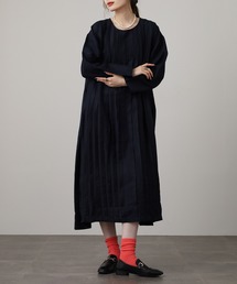 ワンピース（ブルー・ネイビー/青色系・リネン・麻