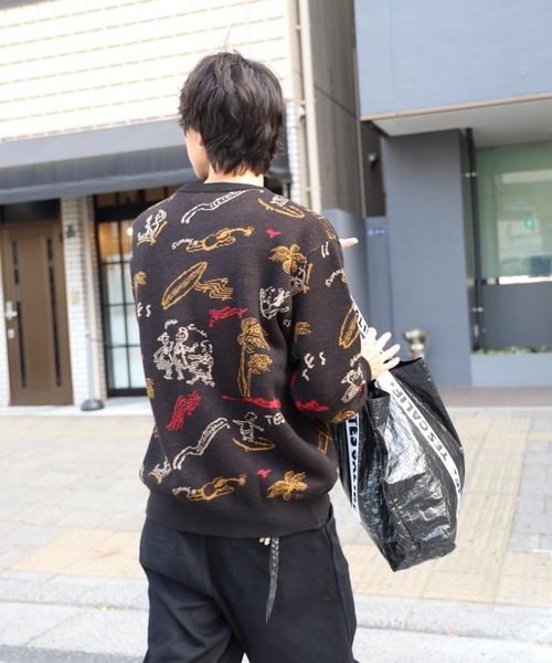 The Endless Summer（エンドレスサマー）の「【WEB / FLAG SHOP限定】ALOHA JQ KNIT CREW NECK / クルーネックニット（ニット/セーター・メンズ・ブラック・SMALL/MEDIUM/LARGE/X-LARGE）」の7枚目の写真