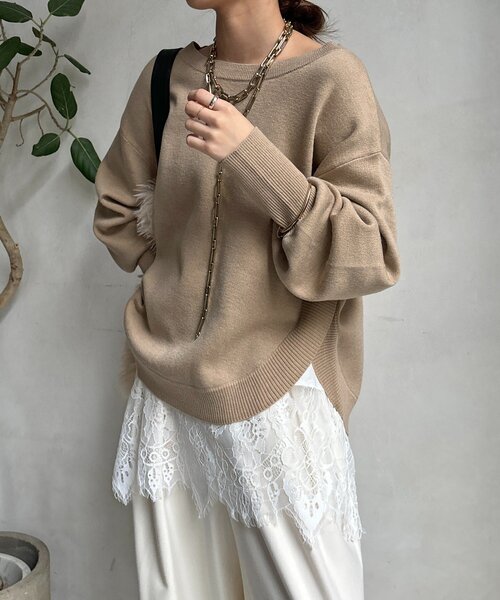 DouDou（ドゥドゥ）の「レースキャミチュニック（シャツ/ブラウス・レディース・オフホワイト/ブラック/ネイビー・FREE）」の7枚目の写真