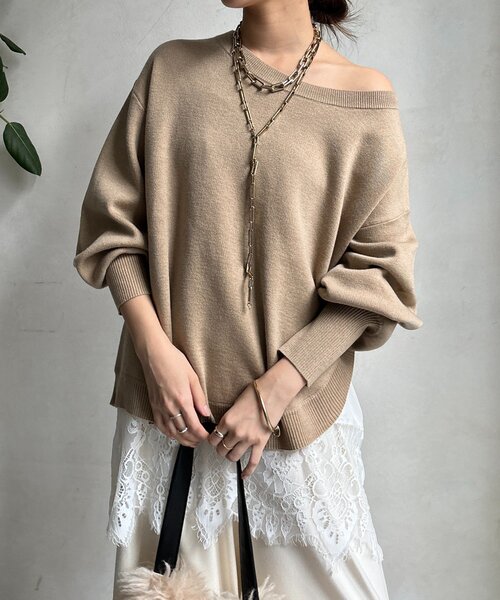 DouDou（ドゥドゥ）の「レースキャミチュニック（シャツ/ブラウス・レディース・オフホワイト/ブラック/ネイビー・FREE）」の6枚目の写真