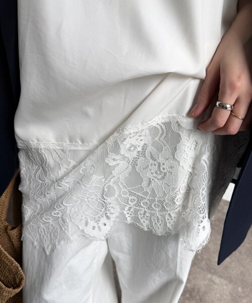 DouDou（ドゥドゥ）の「レースキャミチュニック（シャツ/ブラウス・レディース・オフホワイト/ブラック/ネイビー・FREE）」の19枚目の写真