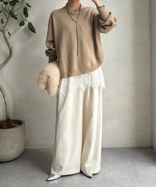 DouDou（ドゥドゥ）の「レースキャミチュニック（シャツ/ブラウス・レディース・オフホワイト/ブラック/ネイビー・FREE）」の21枚目の写真