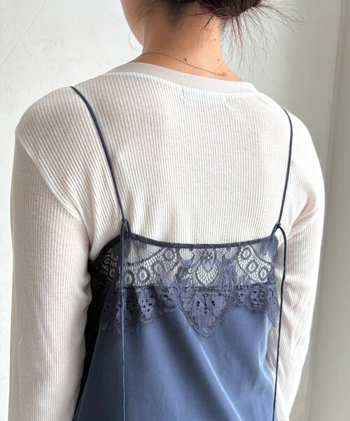 DouDou(ドゥドゥ)の「レースキャミチュニック(シャツ/ブラウス・レディース・オフホワイト/ブラック/ネイビー・FREE)」の5枚目の写真